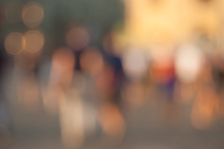 City commuters. High key blurred image of workers going back home after work. Unrecognizable faces,...