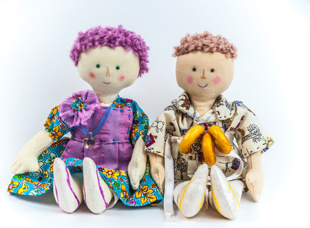 Rural textile dolls couple.の写真素材