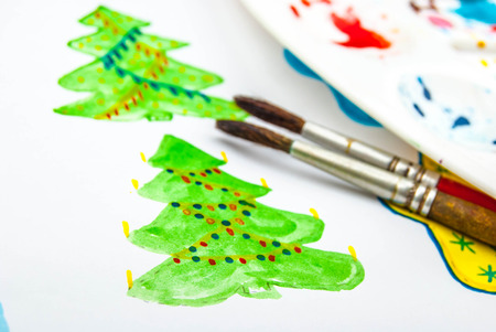 Hand-drawn watercolor  holiday pictures for Christmas and new year.の写真素材