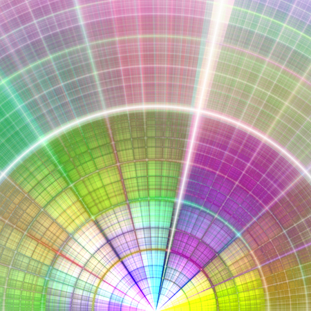 Composition of abstract radial grid and lights as a concept metaphor for technology, science and entertainmentの写真素材