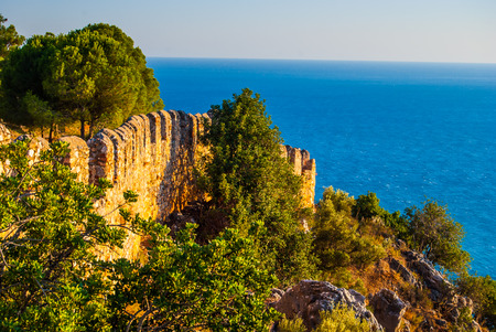 Castle of Alanya overlooking the city and the beach, one of the famous destinations in Turkeyのeditorial素材
