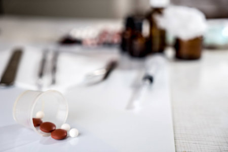 Pills and medical bottleの写真素材