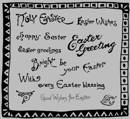 Set of easter greetings, hand drawn calligraphic elementsのイラスト素材