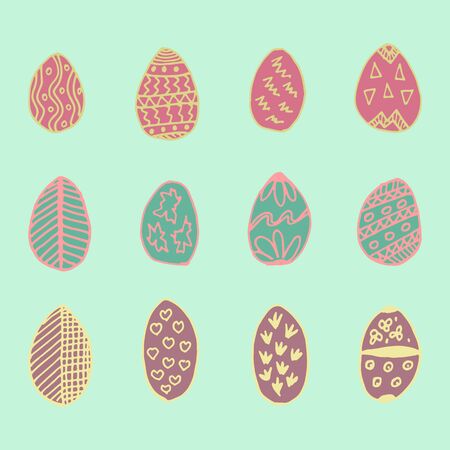 Easter holiday design elements - hand drawn eggsのイラスト素材