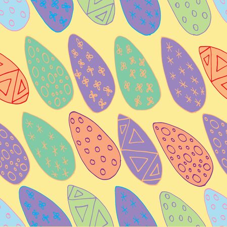 Easter Holiday background, seamless patterns of hand drawn eggsのイラスト素材