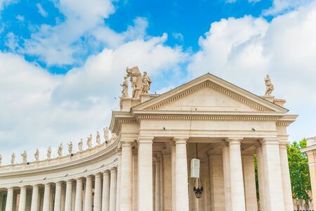 Architectural detail of colonnade in Vatican - Rome, Italyの写真素材