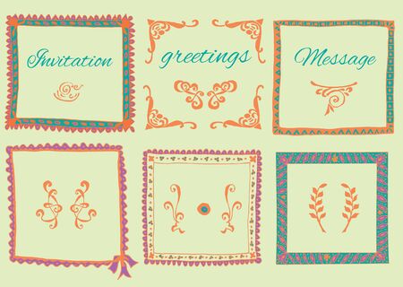 Hand drawn retro design for greeting cards and invitations. Graphyc elements for text decoration.のイラスト素材