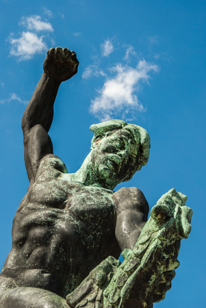 Side statue of the liberty statue on Gellert hill in Budapest in Hungaryの写真素材