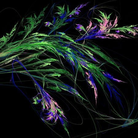 Floral background, digital image with pattern resembling tree branch and flowers, beautiful fractal texture for use as a design elementの写真素材