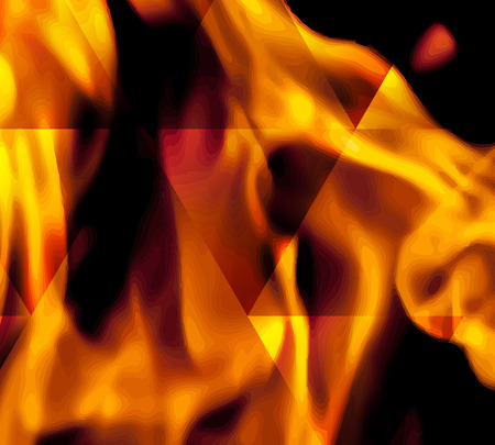 Fire in vector format for use as a design element or a creative background. Fire flame on black background.のイラスト素材