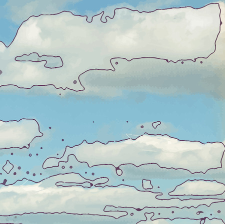 Abstract background texture with blue strokes of paint. Painted paper background for use as a background or design element. Abstract representations of blue sky, clouds or water.のイラスト素材