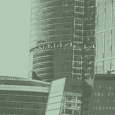 Picture of business building with woodcut effect. Vector texture.の写真素材