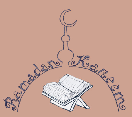 Doodles for Ramadan Kareem holiday. Hand drawn icons for design covers and backgrounds.のイラスト素材