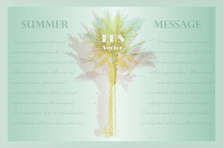 Invitation template. Colorful background with silhouette of palm trees on the beach. Tropical seasonal background for topics of travel, vacation and summer.のイラスト素材