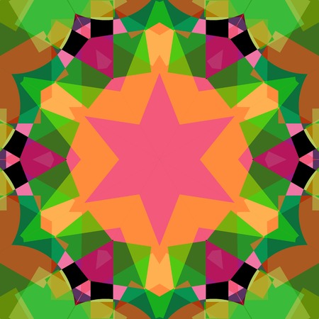 Vector seamless pattern backgroundgeometrical shapes and multiple color. Illustration with high contrast. Kaleidoscope backdrop. Modern banner design template, vector illustration.のイラスト素材