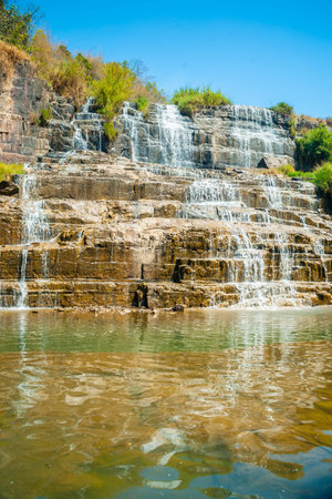 The big Pongour waterfall near Da Lat city, Vietnamの写真素材