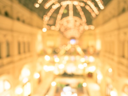 Defocused interior of a large luxury shopping center. Abstract background for web usage.の写真素材
