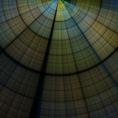 Composition of abstract radial grid and lights as a concept metaphor for technology, science and entertainmentの写真素材