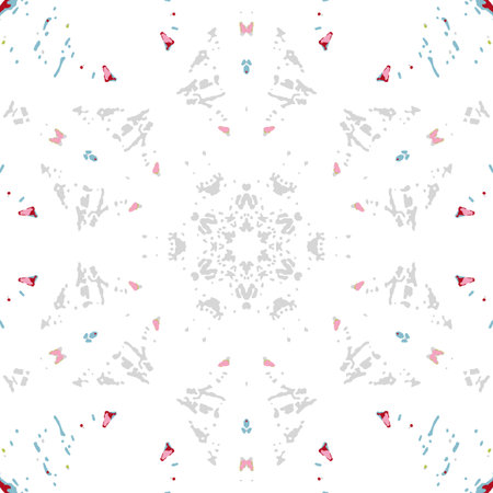 Multicolored kaleidoscopic tile element colored with stylish palette. Symmetrical seamless pattern...