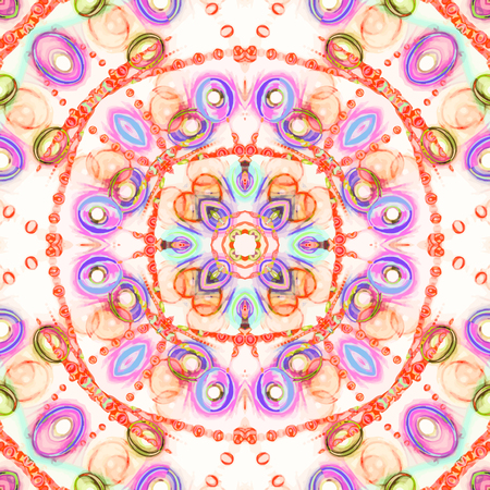 Abstract kaleidoscopic pattern. Seamless tiles with symmetrical pattern. Colorful template for different design uses.のイラスト素材