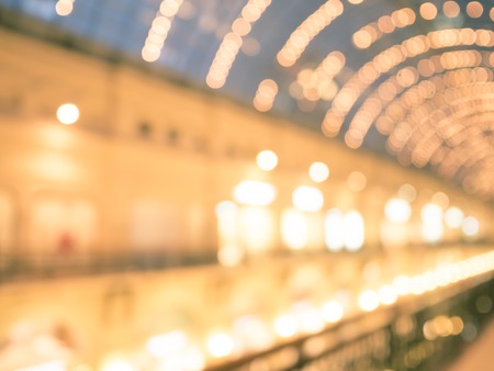 Defocused interior of a large luxury shopping center.  の写真素材