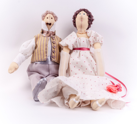 Textile dolls in historic costumes of Napoleon era.の写真素材