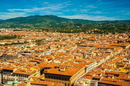 Florence, Italy. Cityscape with many houses with tiled roofsの写真素材