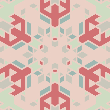 Flat ethnic seamless pattern. Colorful geometrical ornament tiles. For different design uses, as wallpaper, pattern fills, web page background, surface texturesm for print and dalle production.のイラスト素材