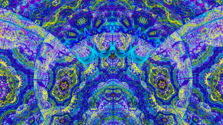 Ethnical lace ornament. Intricate symmetrical pattern with many colorful elements. Background...