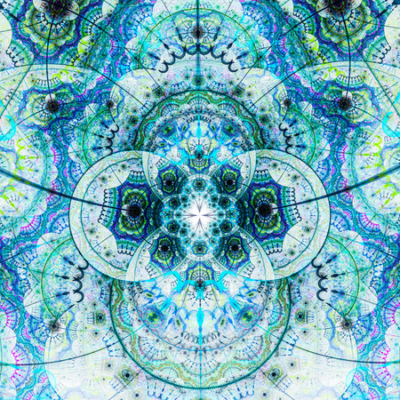 Ethnical lace ornament. Intricate symmetrical pattern with many colorful elements. Background...