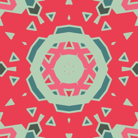 Flat ethnic seamless pattern. Colorful geometrical ornament tiles. For different design uses, as wallpaper, pattern fills, web page background, surface textures for print and dalle production.のイラスト素材