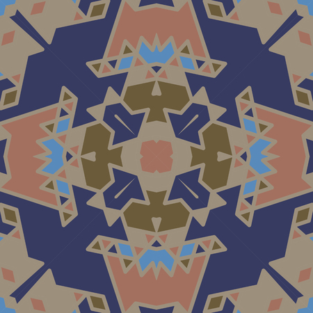 Flat ethnic seamless pattern. Colorful geometrical ornament tiles. For different design uses, as wallpaper, pattern fills, web page background, surface texturesm for print and dalle production.のイラスト素材