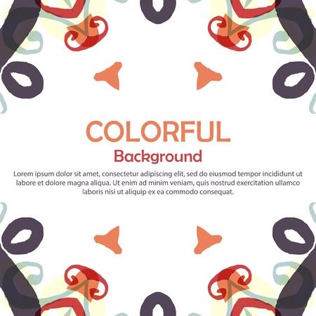 Gorgeous symmetrical pattern with place for text. Colorful floral ornament tiles. Background for web design, printed media or app interface.のイラスト素材