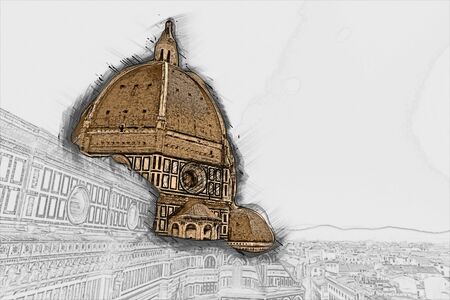 The Basilica di Santa Maria del Fiore (Basilica of Saint Mary of the Flower) in Florence, Italyの写真素材