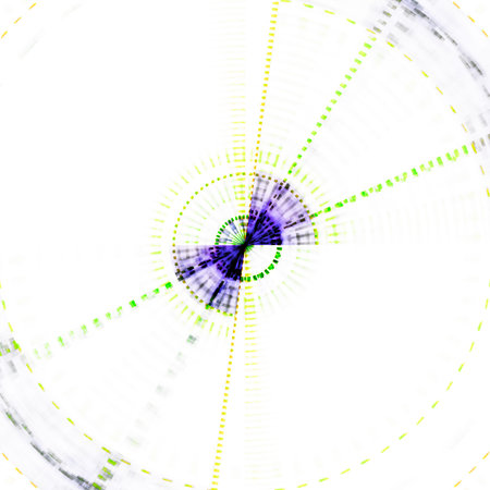 Composition of abstract radial grid and lights as a concept metaphor for technology, science and...