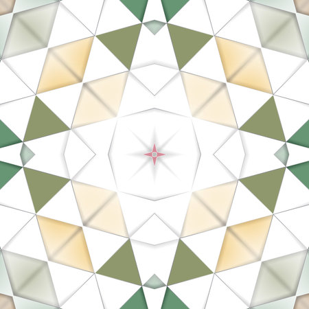 Symmetrical background element with bold geometrical patterns and stylized floral pattern. For wallpaper, pattern fills, web page background, surface textures for print and dalle production.のイラスト素材