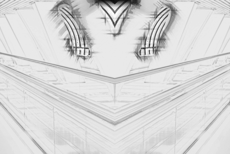 digitally transformed photo of modern office building. Business background.の写真素材