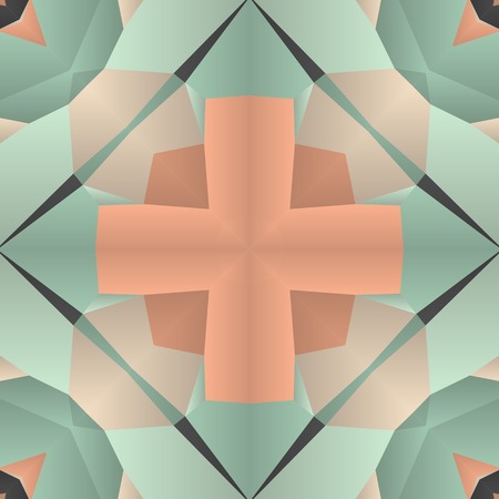 Symmetrical background element with triangles in form of stylized floral pattern. For wallpaper, pattern fills, web page background, surface textures for print and dalle production.のイラスト素材