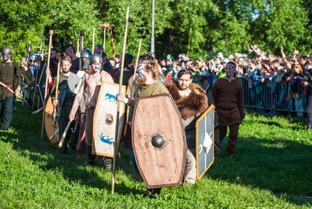 MOSCOW - JUNE 06, 2015: Army of Celts in historical reenactment of Boudica's rebellion of the first...