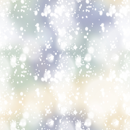 Seamless pattern with colorful blurred background and realistic snow overlay.  Background tile for winter holidays. Abstract texture template.のイラスト素材