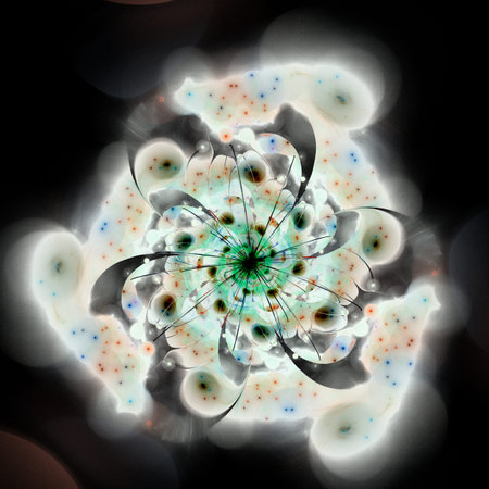 Macro closeup of fractal flower, digital artwork for creative graphic design