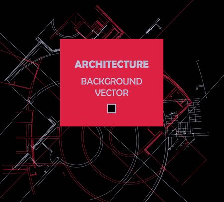 Drawing of abstract architectural detail on flat surface. Image of colorful blueprint for use as background for web and print. Template for cover or banner with draft plan of a building.のイラスト素材