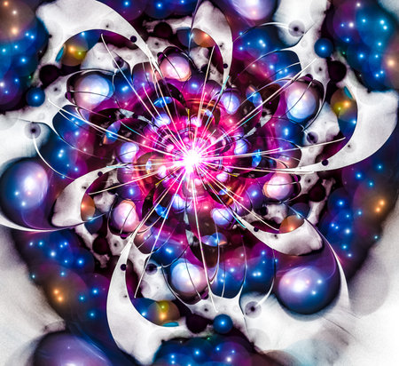 Macro closeup of fractal flower, digital artwork for creative graphic design