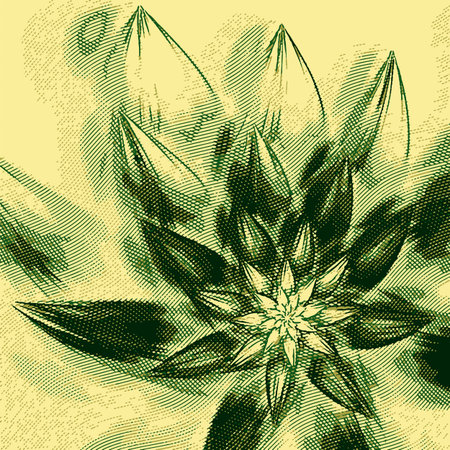 Stylized flower with engraving effect. Vector ornament.の写真素材