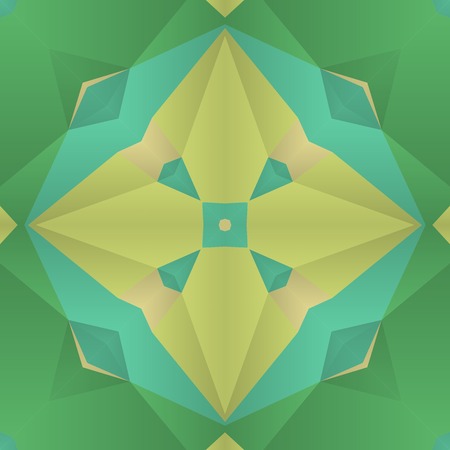 Symmetrical background element with bold geometrical patterns and stylized floral pattern. For wallpaper, pattern fills, web page background, surface textures for print and dalle production.のイラスト素材