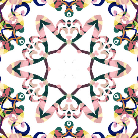 Vector seamless pattern background with different geometrical shapes of multiple colors....