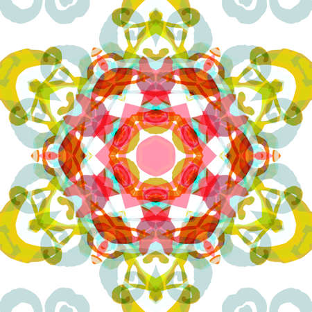 Vector seamless pattern background with different geometrical shapes of multiple colors. Illustration with symmetrical design. Kaleidoscope backdrop. Modern banner design template.のイラスト素材