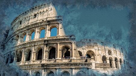 Colosseum, Coliseum in Rome, Italy. Modern painting, background illustration, beautiful picture creative imageの写真素材