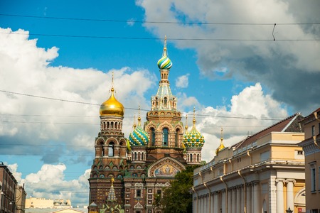Church of the Savior on Blood in Saint-Petersburg, Russia. One of the main touristic attractions in the city.の写真素材