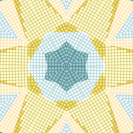 Flat ethnic seamless pattern. Colorful geometrical ornament tiles. For different design uses, as wallpaper, pattern fills, web page background, surface texturesm for print and dalle production.のイラスト素材